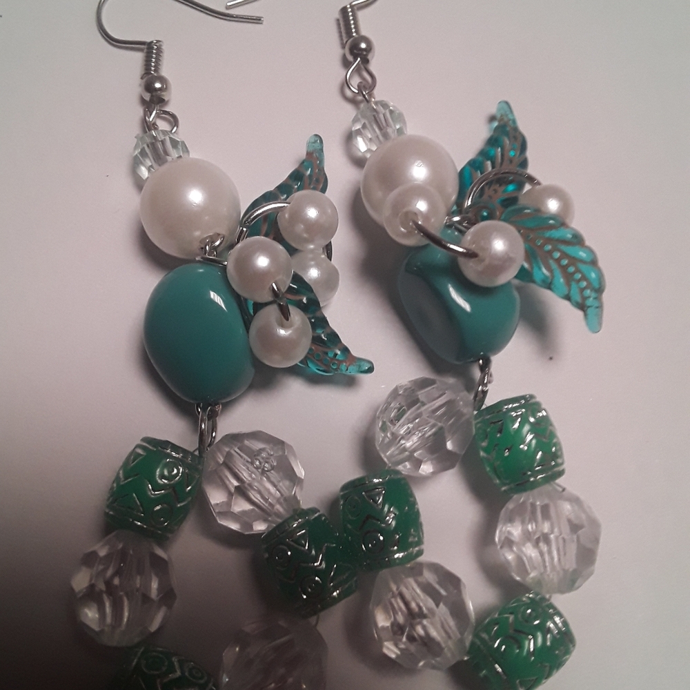 Dangling Earrings Pearl Boho Style  Earrings Long Green New Earrings